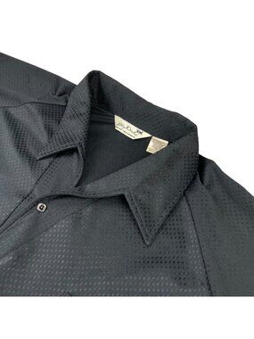 VTG 70's Lilly Dache Men's 100% Polyester S/S Disco Club Polo Shirt Black • 2XL